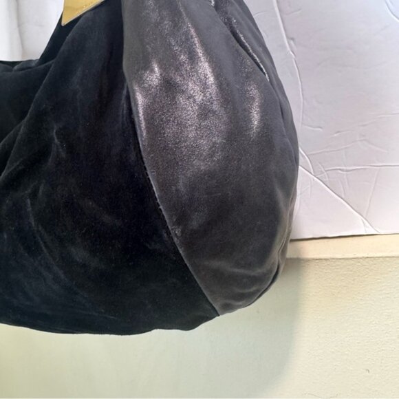 FURLA Suede Leather Large Hobo Shoulder Bag Oversized Boho Gold Hardware Ring - Picture 6 of 16